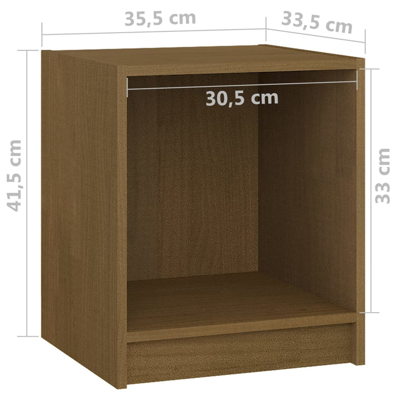 vidaXL mézbarna tömör fenyőfa éjjeliszekrény 35,5 x 33,5 x 41,5 cm