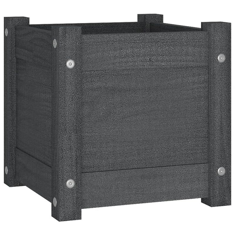 vidaXL szürke tömör fenyőfa kerti virágtartó 31 x 31 x 31 cm