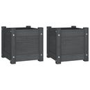 vidaXL 2 db szürke tömör fenyőfa kerti virágtartó 31 x 31 x 31 cm