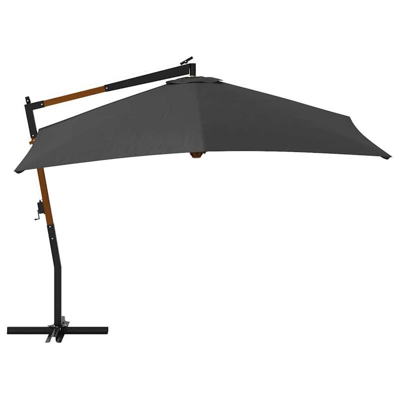 vidaXL antracitszürke konzolos napernyő fa rúddal 400 x 300 cm