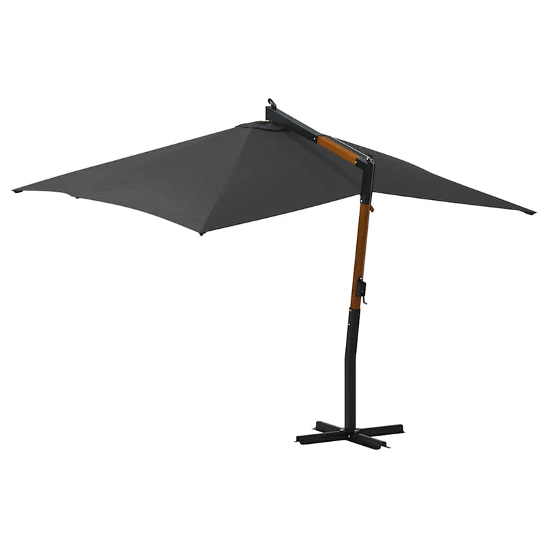 vidaXL antracitszürke konzolos napernyő fa rúddal 400 x 300 cm