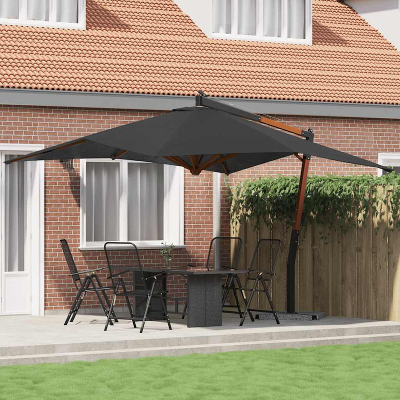 vidaXL antracitszürke konzolos napernyő fa rúddal 400 x 300 cm