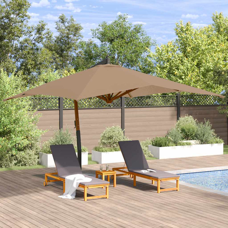 vidaXL tópszínű konzolos napernyő fa rúddal 400 x 300 cm