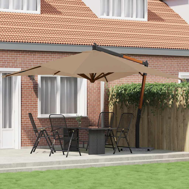 vidaXL tópszínű konzolos napernyő fa rúddal 400 x 300 cm