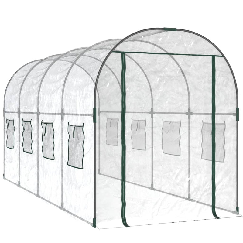 vidaXL átlátszó PVC és porszórt acél melegház 160 x 400 x 190 cm