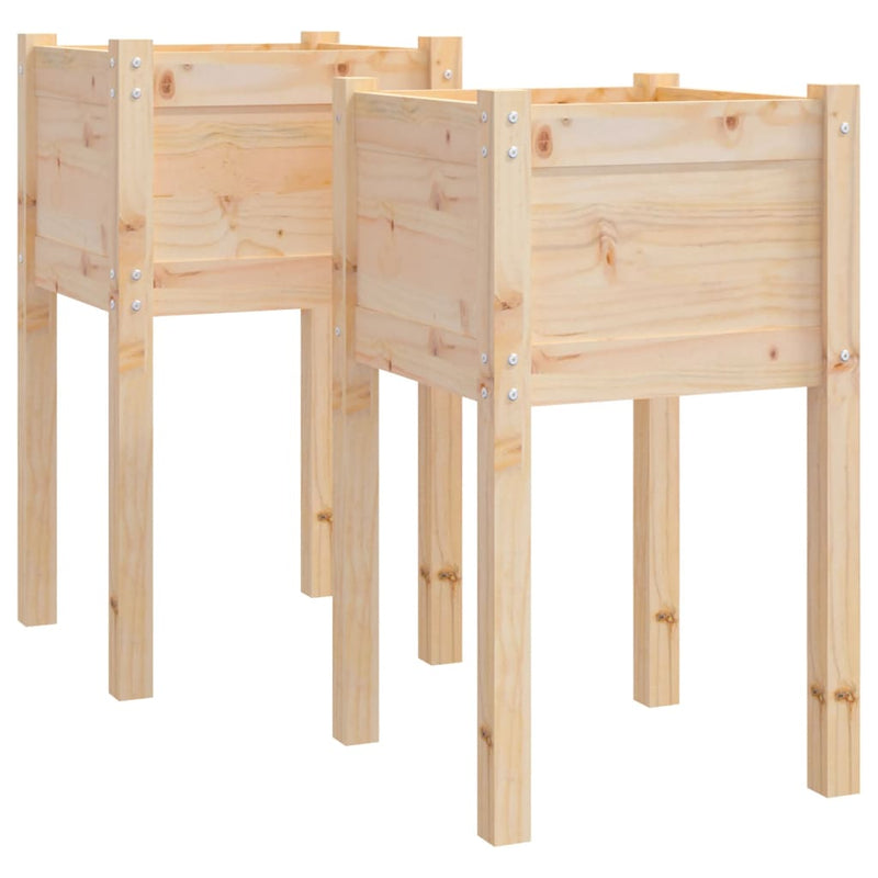 vidaXL 2 db tömör fenyőfa kerti virágtartó 40 x 40 x 70 cm