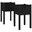 vidaXL 2 db fekete tömör fenyőfa kerti virágtartó 40 x 40 x 70 cm