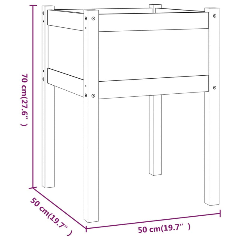 vidaXL 2 db tömör fenyőfa kerti virágtartó 50 x 50 x 70 cm