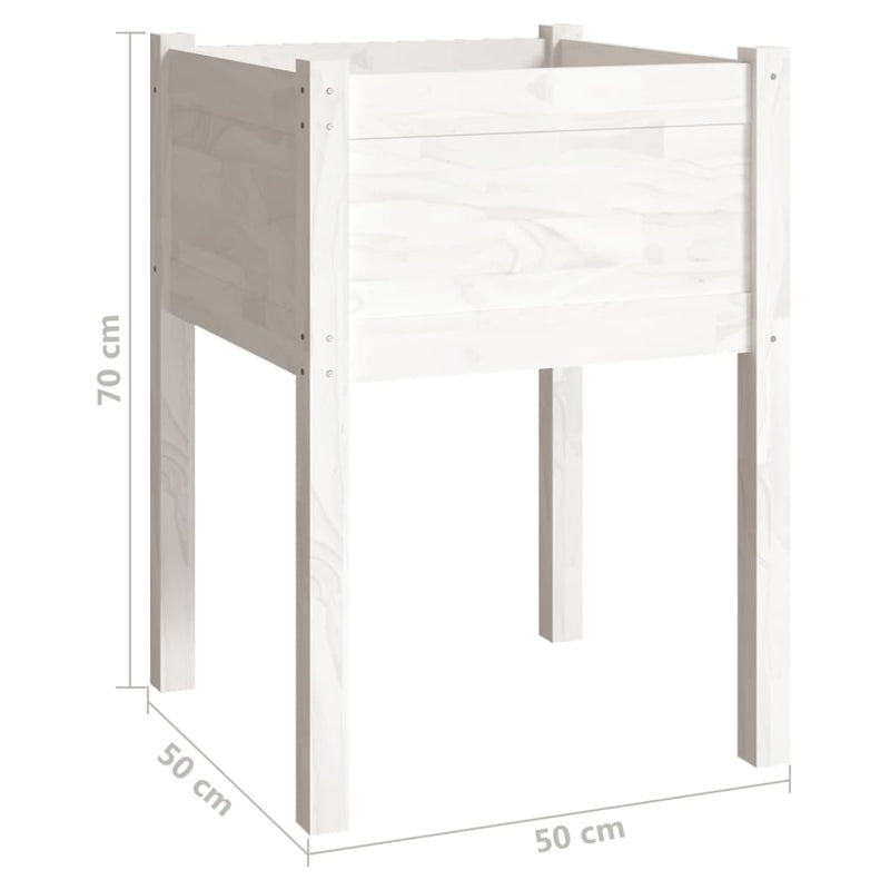 vidaXL 2 db fehér tömör fenyőfa kerti virágtartó 50 x 50 x 70 cm