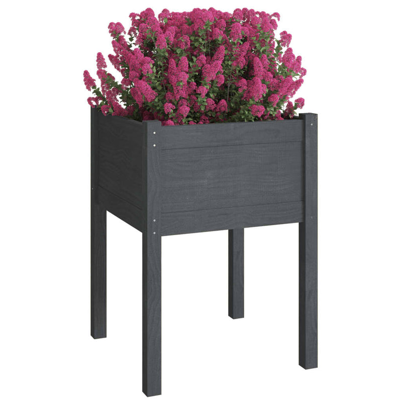 vidaXL 2 db szürke tömör fenyőfa kerti virágtartó 50 x 50 x 70 cm