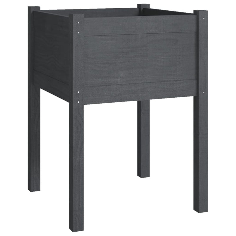 vidaXL 2 db szürke tömör fenyőfa kerti virágtartó 50 x 50 x 70 cm