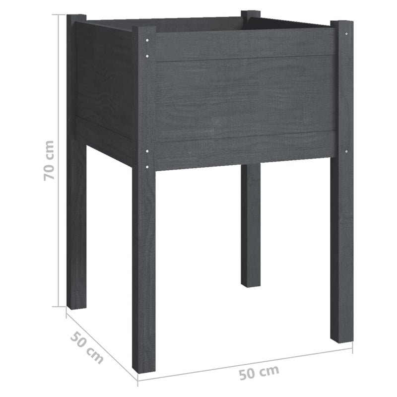 vidaXL 2 db szürke tömör fenyőfa kerti virágtartó 50 x 50 x 70 cm