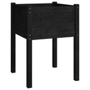 vidaXL fekete tömör fenyőfa kerti virágtartó 50 x 50 x 70 cm