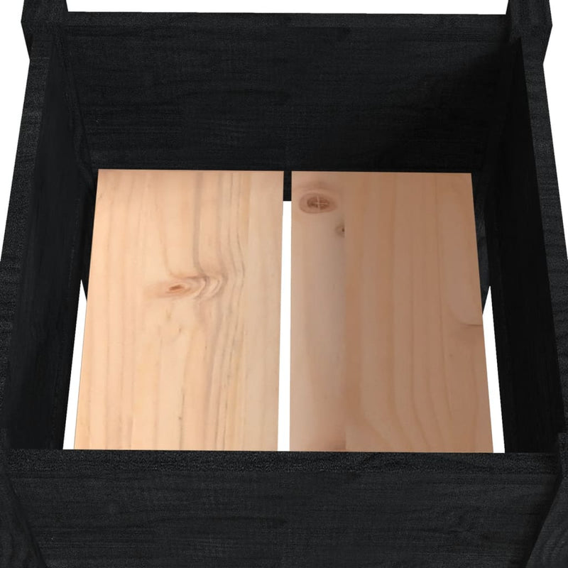 vidaXL 2 db fekete tömör fenyőfa kerti virágtartó 50 x 50 x 70 cm