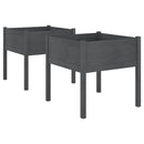 vidaXL 2 db szürke tömör fenyőfa kerti virágtartó 70 x 70 x 70 cm