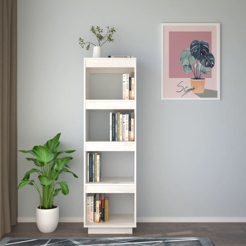 vidaXL fehér tömör fenyőfa könyvszekrény/térelválasztó 40x35x135 cm