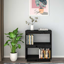vidaXL fekete tömör fenyőfa könyvszekrény 60 x 35 x 71 cm