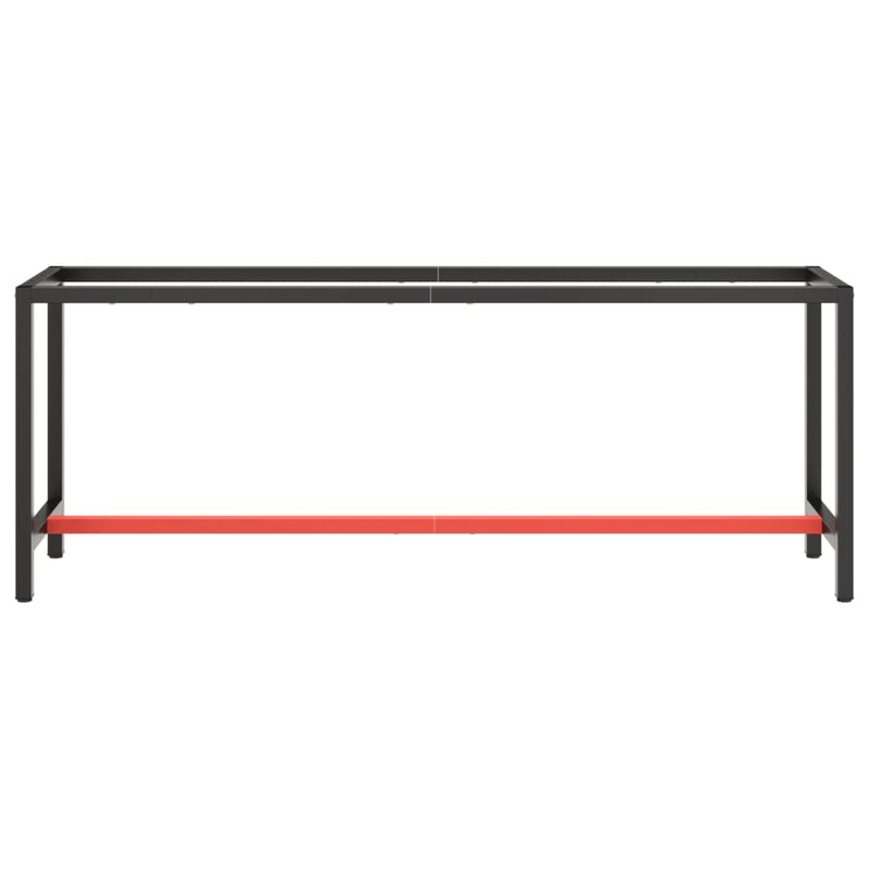 vidaXL matt fekete-vörös fém munkapadváz 210 x 50 x 79 cm