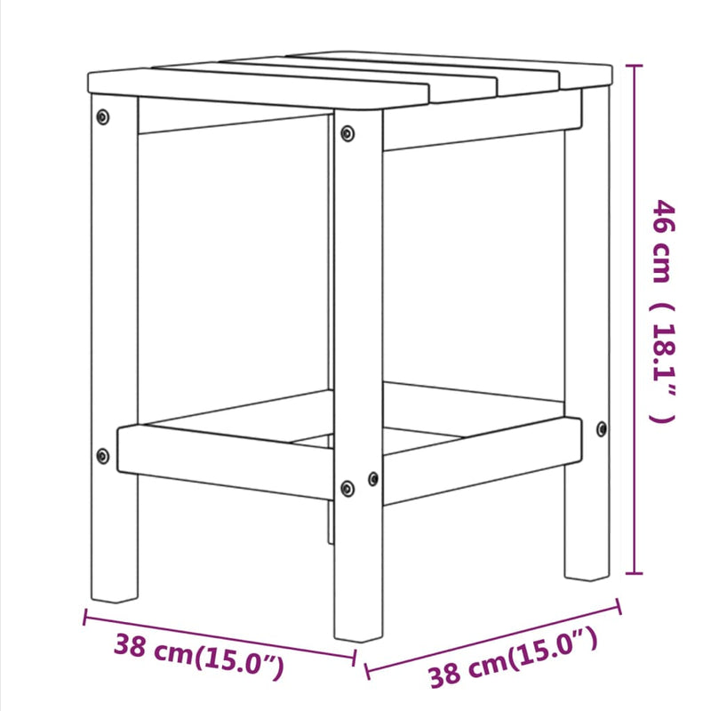 vidaXL vízkék HDPE kerti Adirondack asztal 38 x 38 x 46 cm