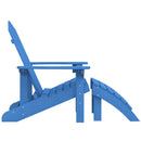 vidaXL vízkék HDPE kerti adirondack szék lábtartóval