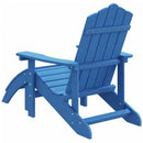 vidaXL vízkék HDPE kerti adirondack szék lábtartóval