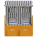 vidaXL fehér és kék polyrattan és tömör fa strandszék párnákkal