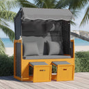 vidaXL fekete-antracitszürke polyrattan és fa strandszék párnával