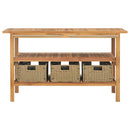 vidaXL tömör tíkfa fürdőszobai pipereszekrény 3 kosárral 132x45x75 cm