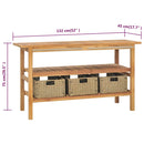 vidaXL tömör tíkfa fürdőszobai pipereszekrény 3 kosárral 132x45x75 cm