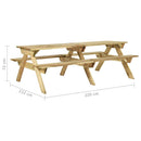vidaXL impregnált fenyőfa piknikasztal padokkal 220 x 122 x 72 cm