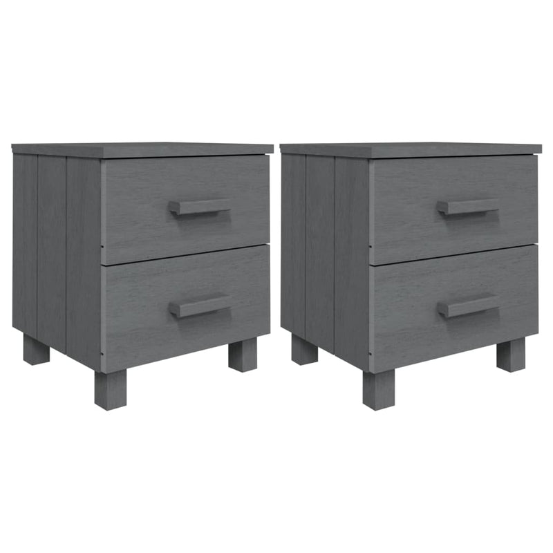 vidaXL HAMAR 2 db sötétszürke tömör fa éjjeliszekrény 40x35x44,5 cm