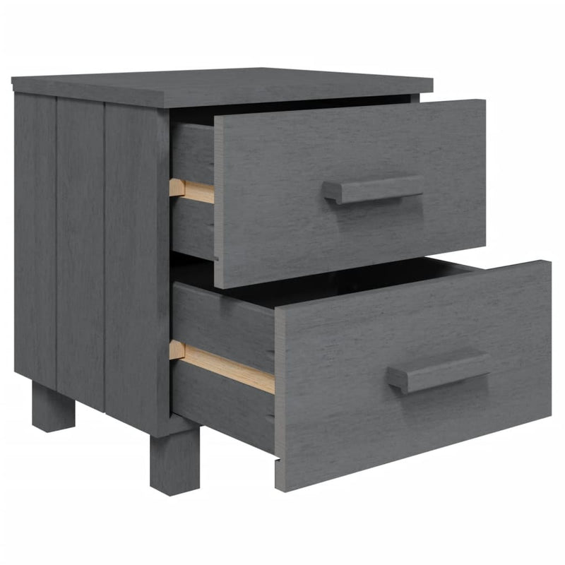 vidaXL HAMAR 2 db sötétszürke tömör fa éjjeliszekrény 40x35x44,5 cm