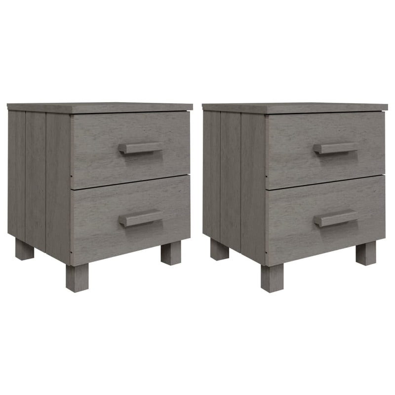 vidaXL HAMAR 2 db világosszürke tömör fa éjjeliszekrény 40x35x44,5 cm