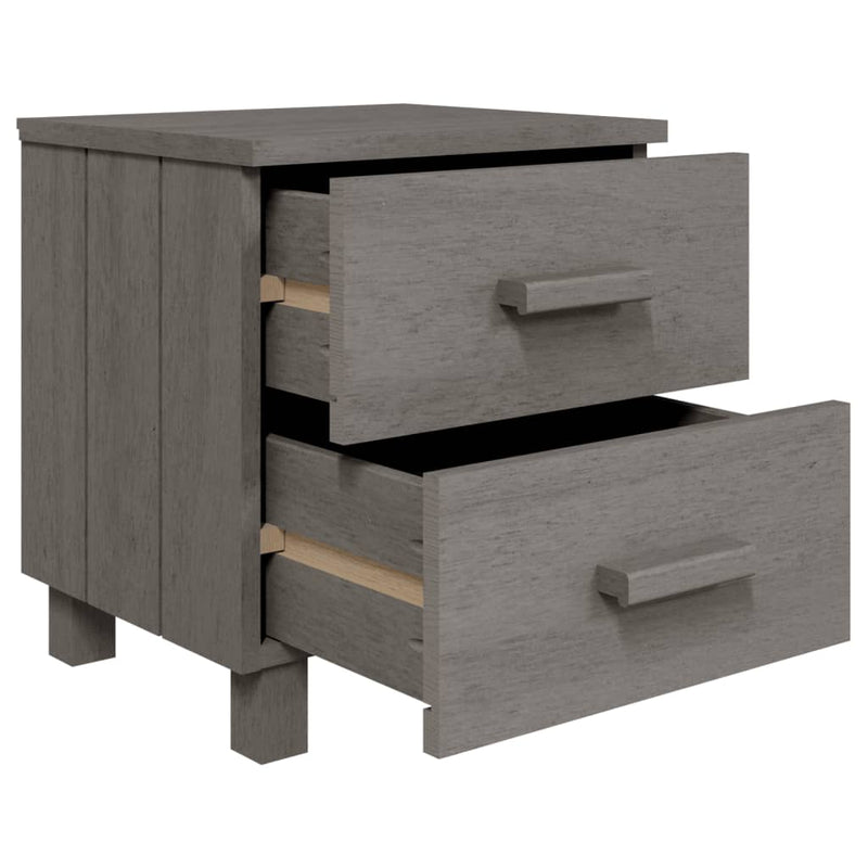 vidaXL HAMAR 2 db világosszürke tömör fa éjjeliszekrény 40x35x44,5 cm