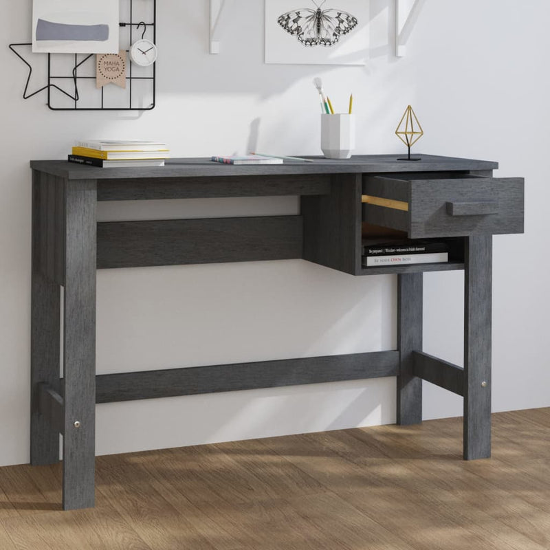 vidaXL HAMAR sötétszürke tömör fenyőfa íróasztal 110 x 40 x 75 cm