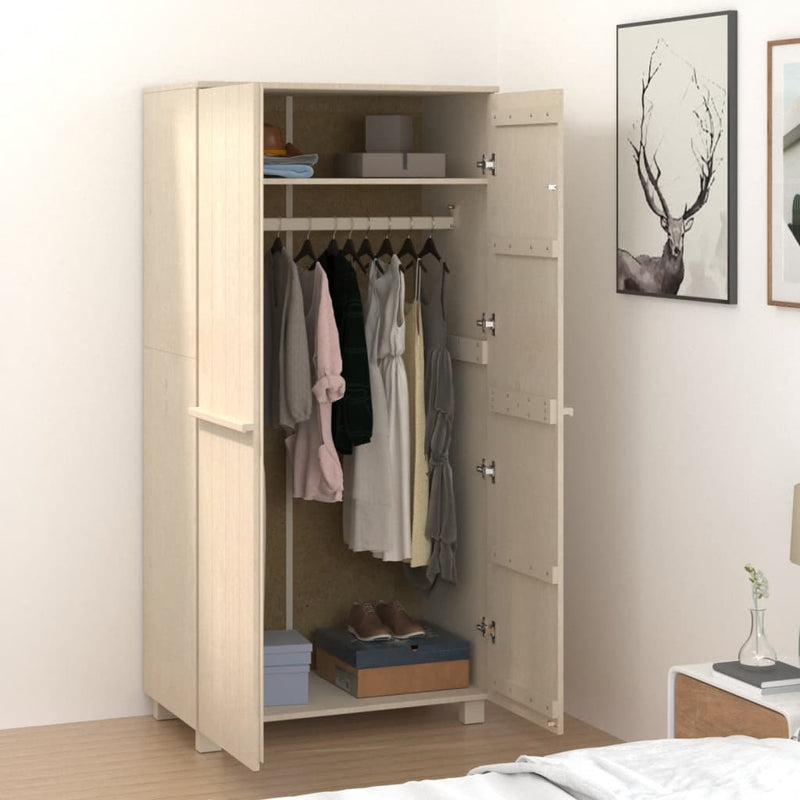 vidaXL HAMAR mézbarna tömör fenyőfa gardrób 89 x 50 x 180 cm