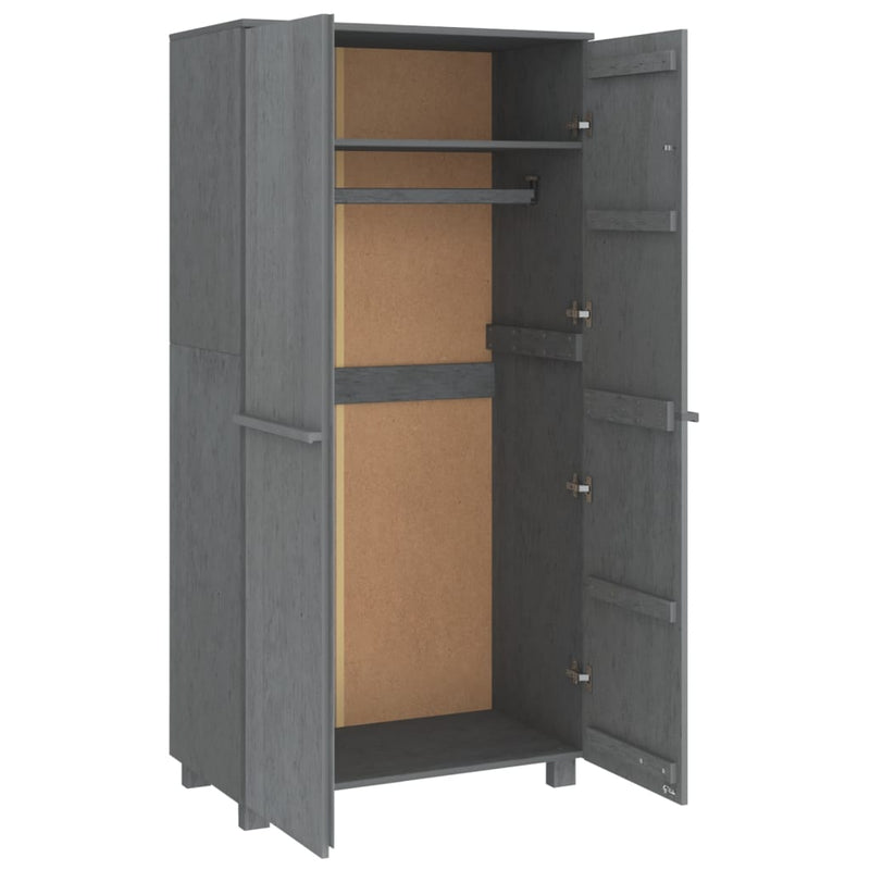 vidaXL HAMAR sötétszürke tömör fenyőfa gardrób 89 x 50 x 180 cm