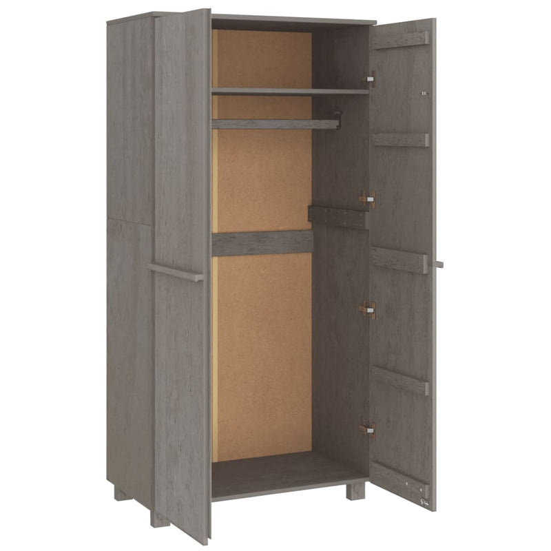 vidaXL HAMAR világosszürke tömör fenyőfa gardrób 89 x 50 x 180 cm