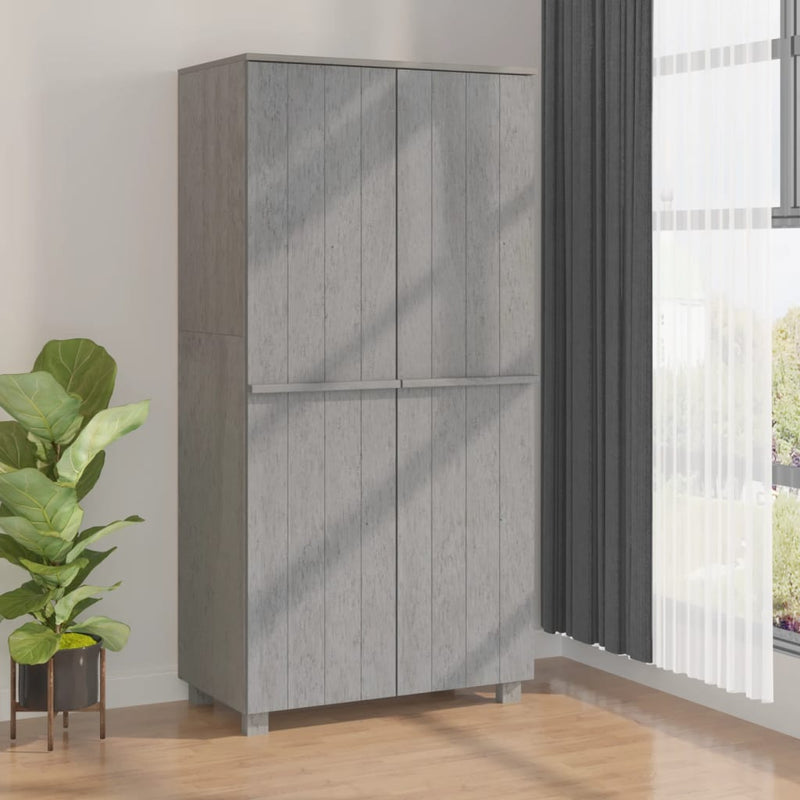 vidaXL HAMAR világosszürke tömör fenyőfa gardrób 89 x 50 x 180 cm