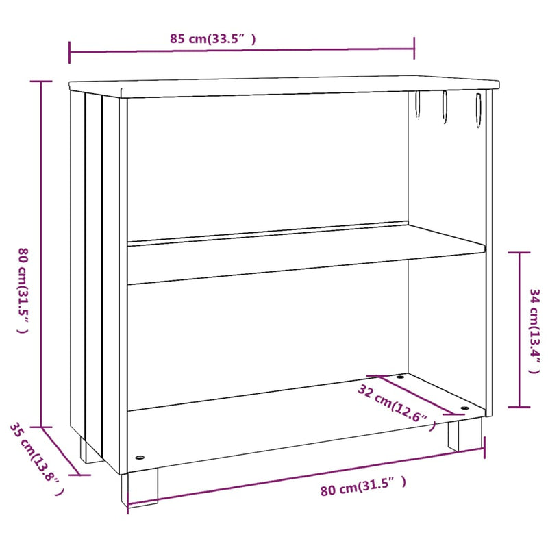 vidaXL HAMAR mézbarna tömör fenyőfa tálalószekrény 85 x 35 x 80 cm