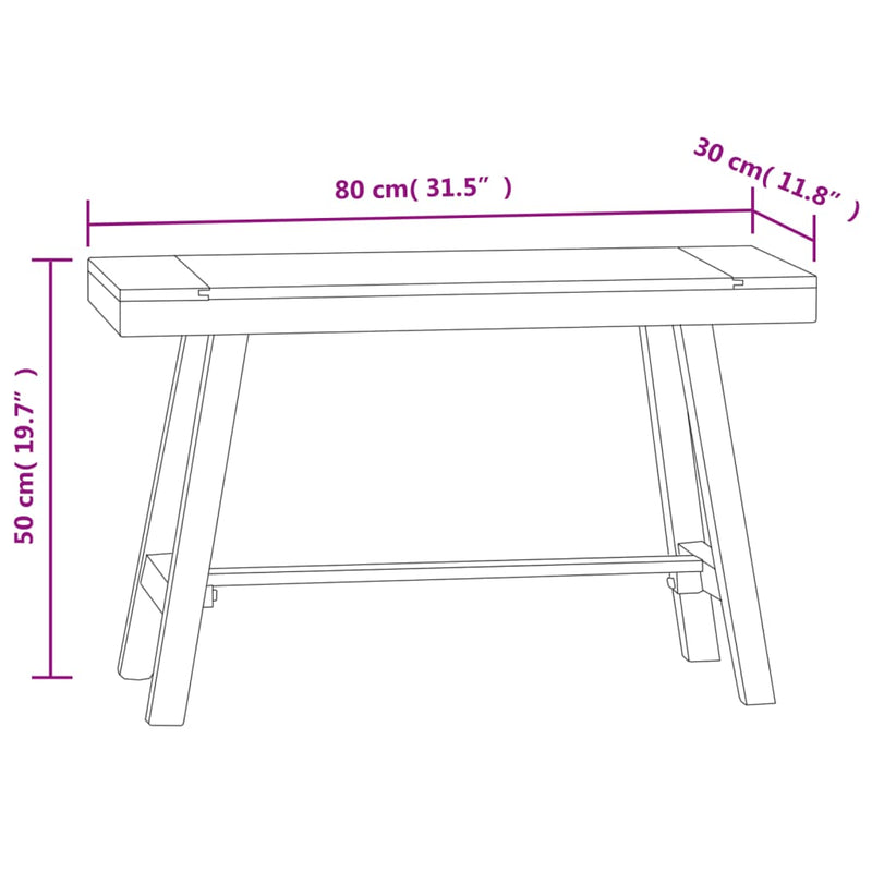 vidaXL tömör tíkfa pad 80 cm