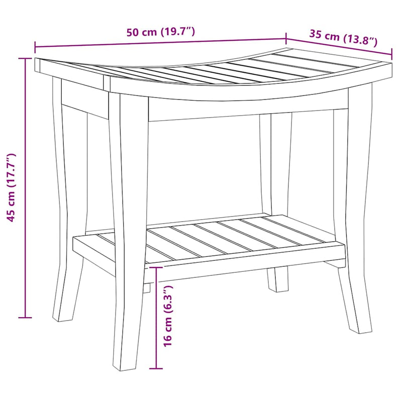 vidaXL tömör tíkfa fürdőszobai kisasztal 50 x 35 x 45 cm