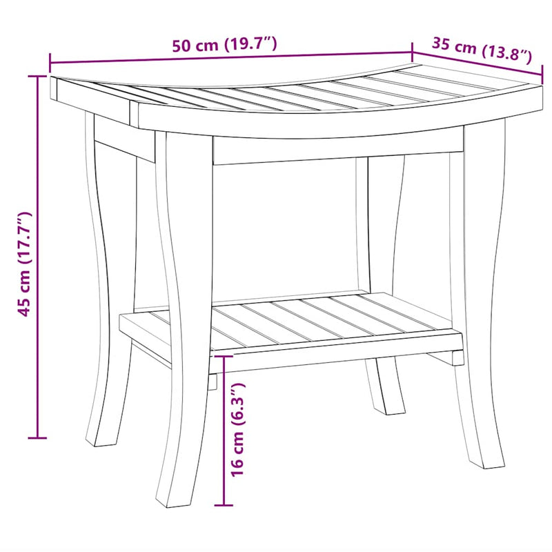 vidaXL tömör tíkfa fürdőszobai kisasztal 50 x 35 x 45 cm