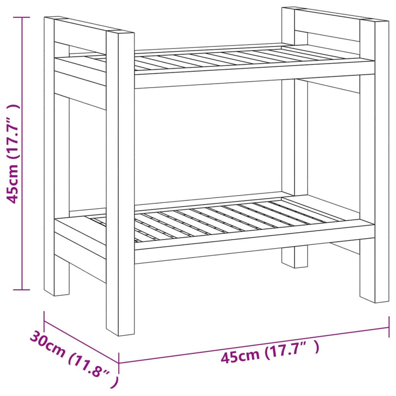 vidaXL tömör tíkfa fürdőszobai kisasztal 45 x 30 x 45 cm