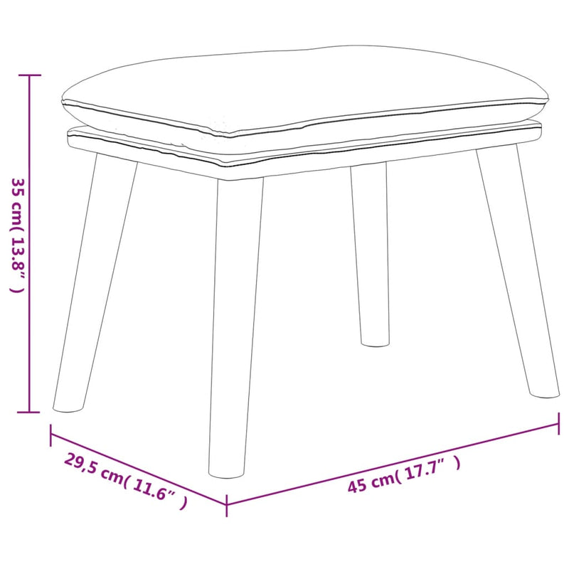 vidaXL krémfehér bársony lábzsámoly 45x29,5x35 cm