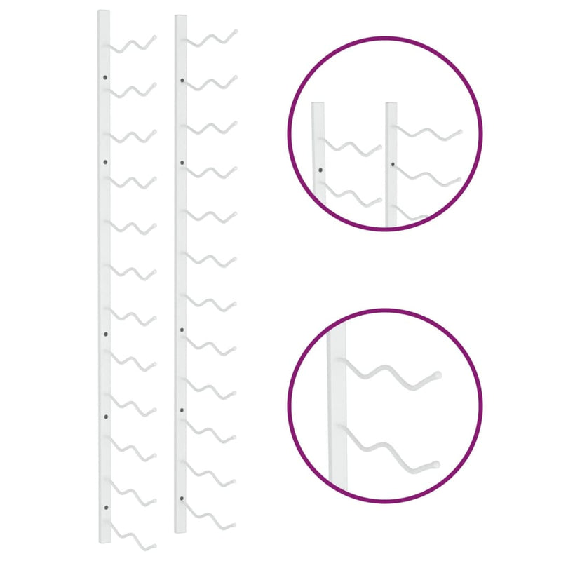 vidaXL fehér vas falra szerelhető bortartó állvány 24 palacknak