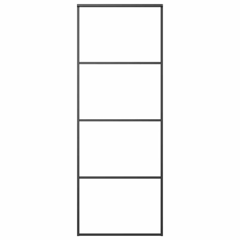 vidaXL fekete matt ESG üveg és alumínium tolóajtó 76 x 205 cm