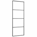 vidaXL fekete matt ESG üveg és alumínium tolóajtó 76 x 205 cm