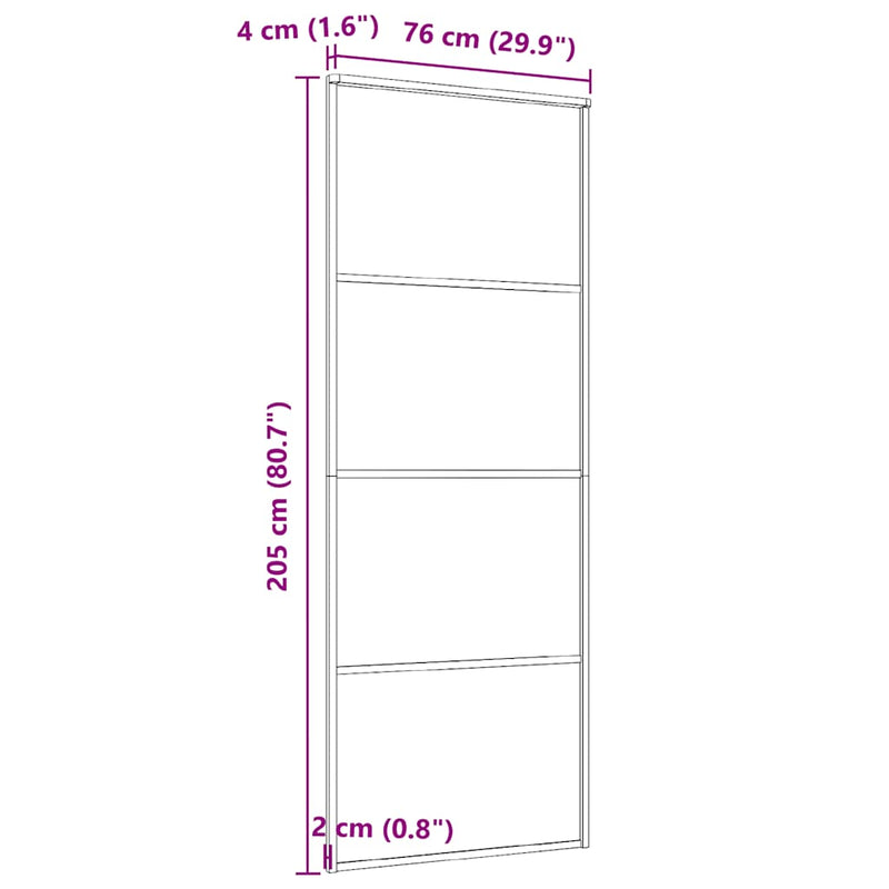 vidaXL fehér ESG üveg és alumínium tolóajtó 76 x 205 cm
