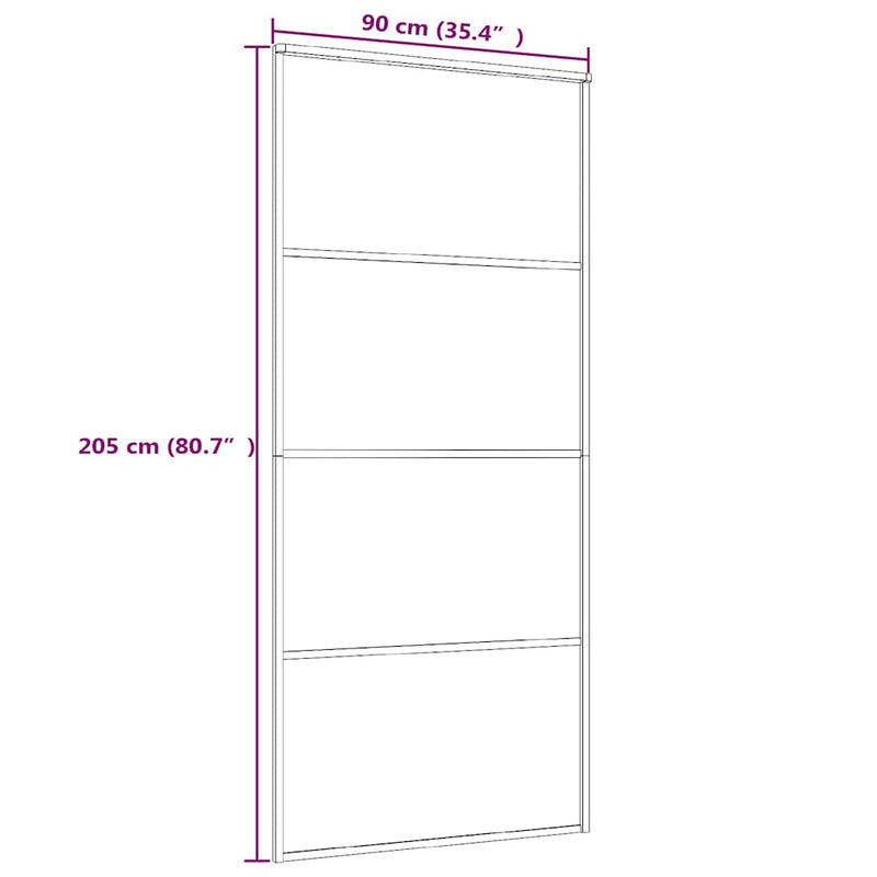vidaXL fekete matt ESG üveg és alumínium tolóajtó 90x205 cm
